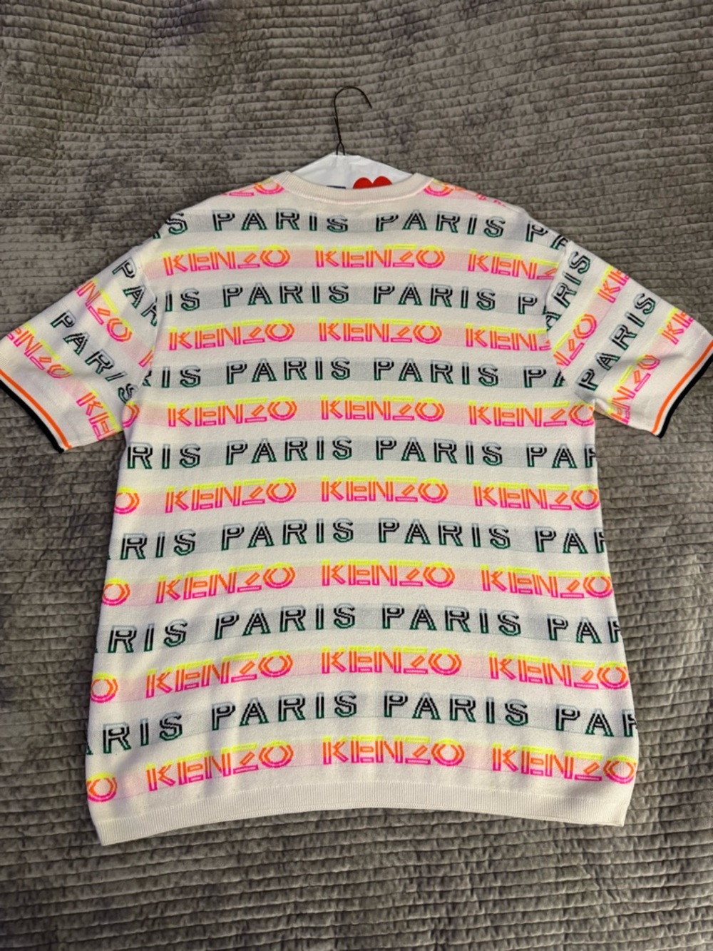 Kenzo White Sweater with Neon Pink, Yellow & Green Logo Accents. Like new✨